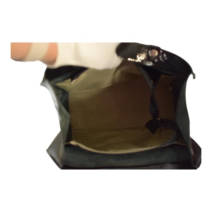Roberta Gandolfi Black Patent Leather Beaded Top Handles Handbag Zipper Bag