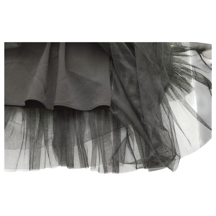 Twinset Black Tulle Tiered Ruffled Sheer Sleeves Maxi Evening Gown Dress size 40