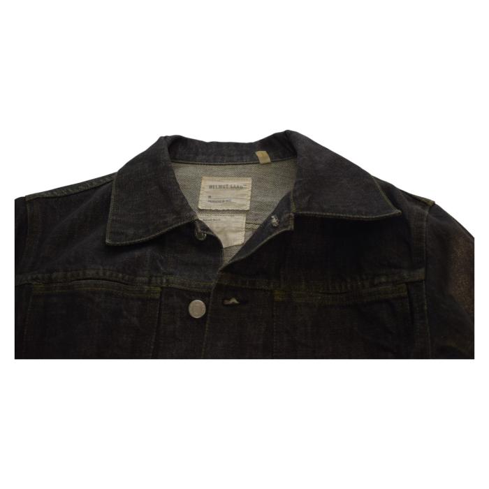 Helmut Lang Black Denim Classic Collared Button Jacket size 44, M