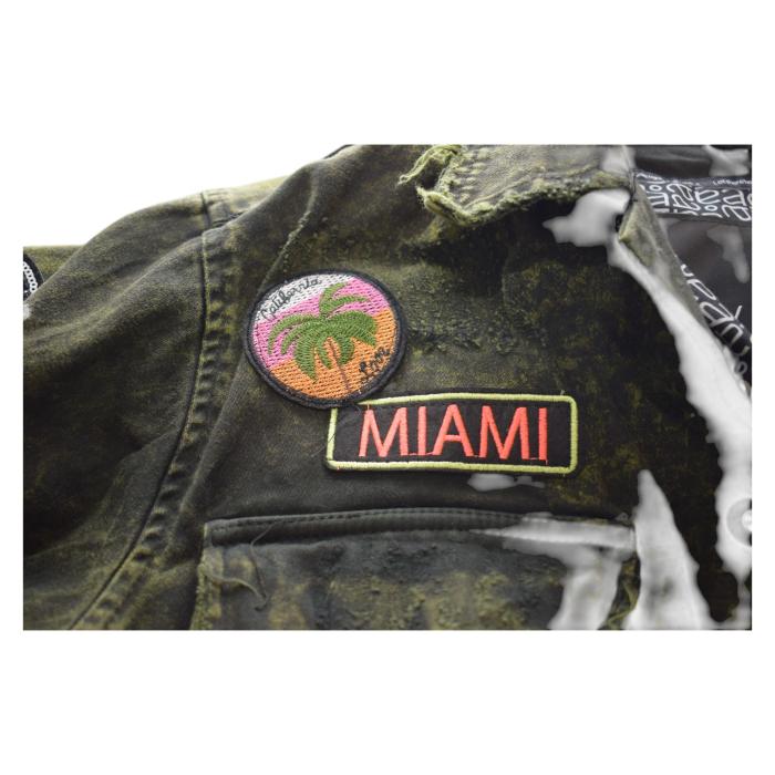 Ayios Athens Distressed Green Army Look Collared Jacket w. Patches