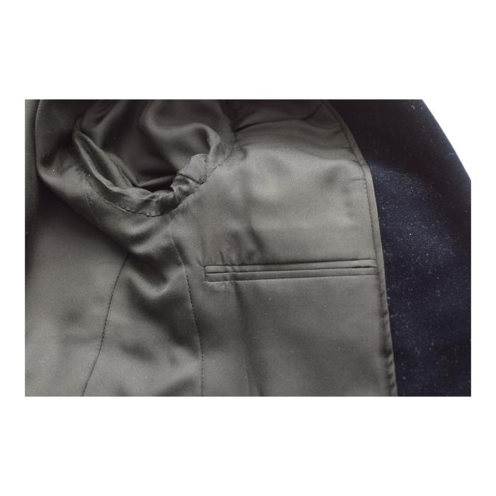 Saint Laurent Blue Black Velvet Velour Jacket & Pants Trousers Suit Set Fr 38