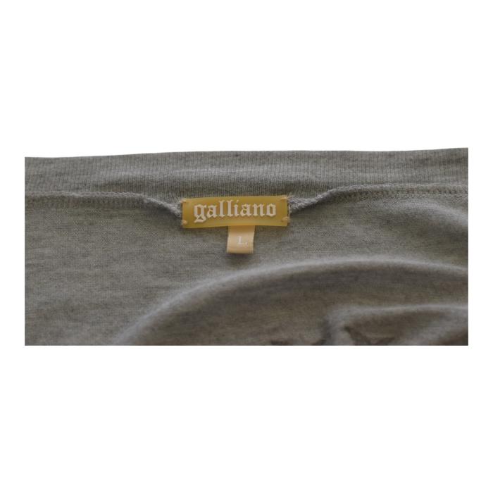 Galliano Gray Long Sleeve Viscose T- Shirt top w. Buttons size L