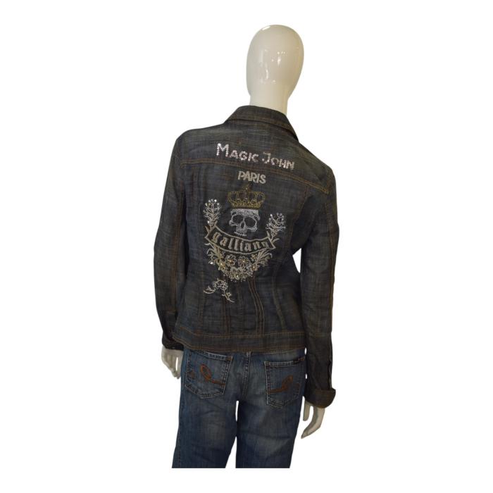 Galliano Magic John Blue Denim Fitted Collared Button Jacket size 32/ 46