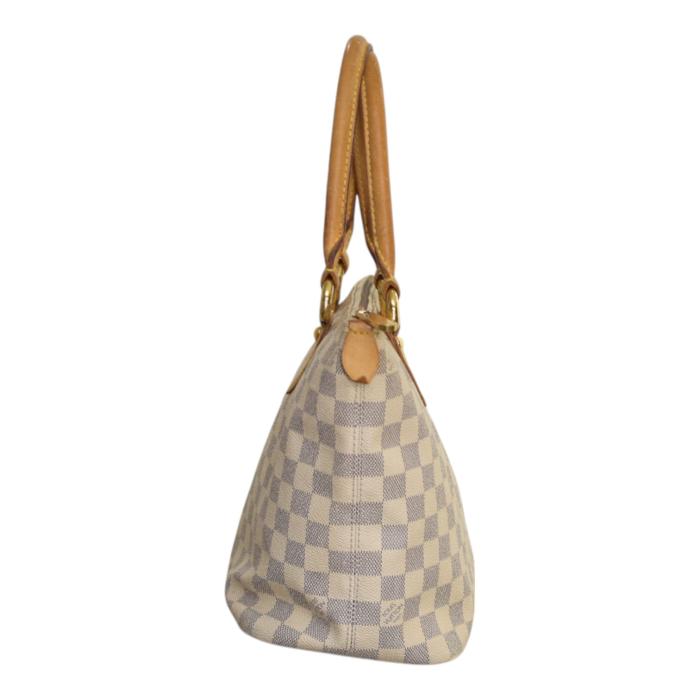 LOUIS VUITTON Damier Azur Canvas Saleya PM Tote Vintage Bag Vachetta leather
