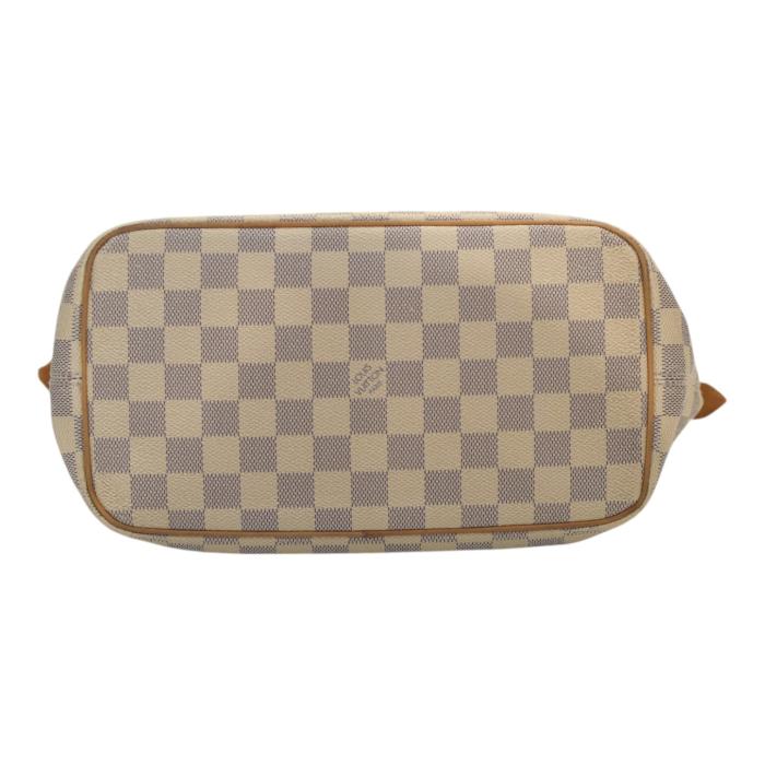 LOUIS VUITTON Damier Azur Canvas Saleya PM Tote Vintage Bag Vachetta leather