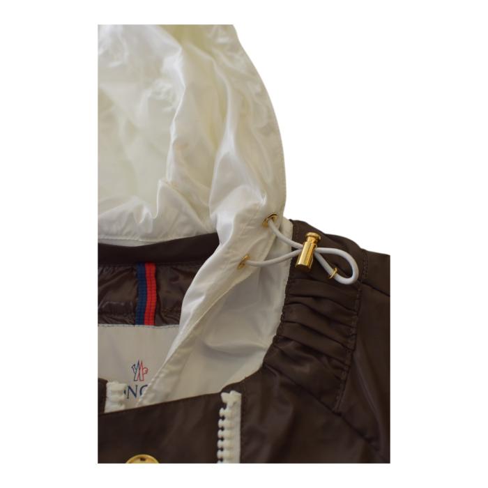 MONCLER Esterel Brown & White Giubbotto light raincoat jacket with hood size 3