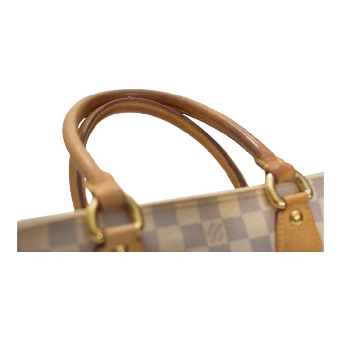 LOUIS VUITTON Damier Azur Canvas Saleya PM Tote Vintage Bag Vachetta leather