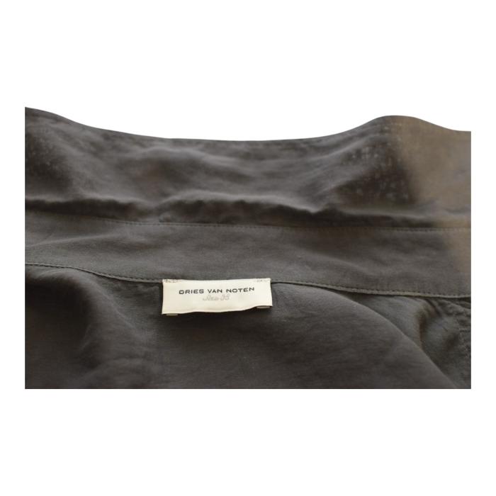 Dries Van Noten Gray Sheer Button Closure Collared Shirt Top size 38
