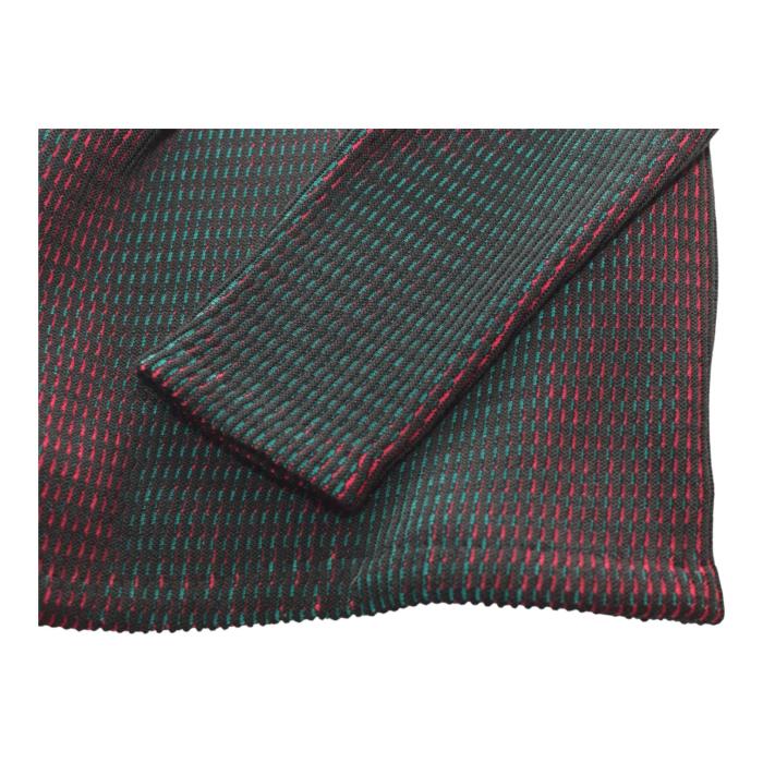 Issey Miyake Green Red Black Knit Single Button Cardigan Jacket size 2