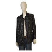 Parosh P.A.R.O.S.H. Black Fully Sequined Open Front Jacket Blazer size M, New