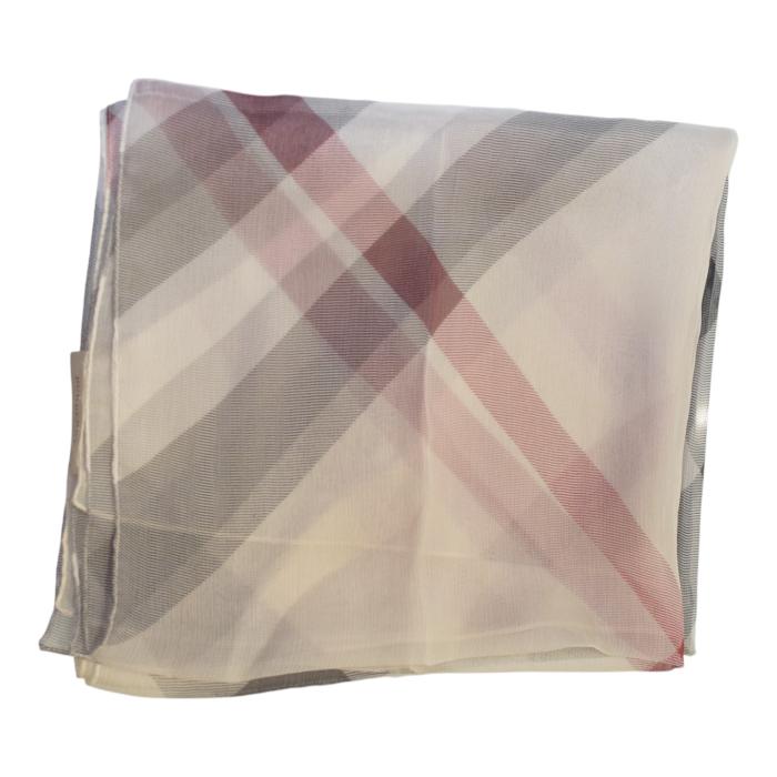 Burberry Signature Check Print Sheer Long Rectangle Scarf Wrap Foulard