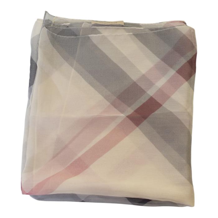 Burberry Signature Check Print Sheer Long Rectangle Scarf Wrap Foulard