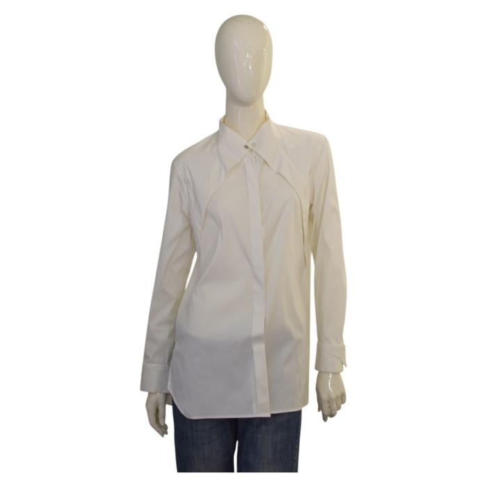 Issey Miyake White Cotton Pleats Button Down Shirt Long Top Size 3