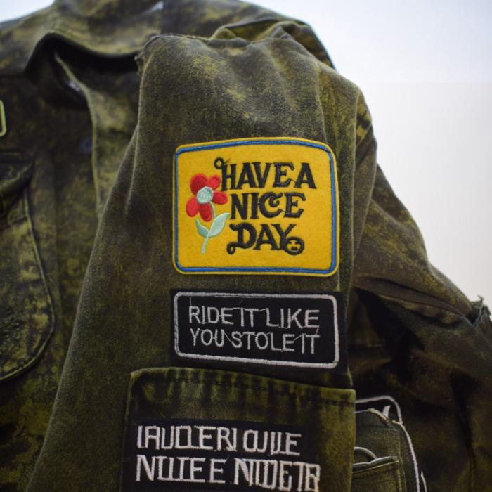 Ayios Athens Distressed Green Army Look Collared Jacket w. Patches