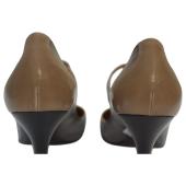 Hermes Black & Gray Leather Mary Janes Pointed toe Heel Pumps sz 40 US 10