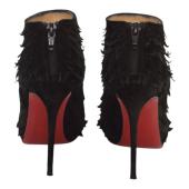 Christian Louboutin Black Suede Diplonana Open Toe Ankle Booties Size 37.5