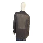 Dries Van Noten Gray Sheer Button Closure Collared Shirt Top size 38
