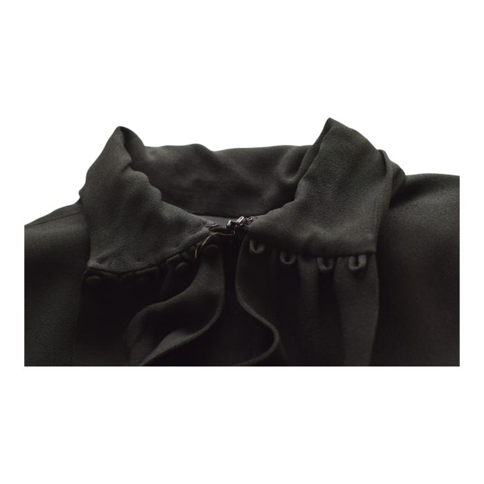 Saint Laurent Black Crepe Asymmetrical Mini Dress M Draped Tie-Neck Dress $3,195