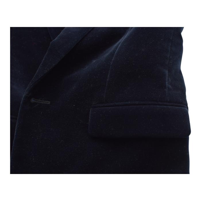 Saint Laurent Blue Black Velvet Velour Jacket & Pants Trousers Suit Set Fr 38