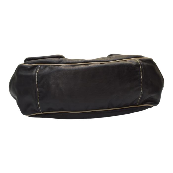 Prada Black Nappa Leather Double Front Flap Buckle Pockets Shoulder Bag