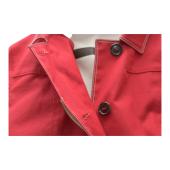 PRADA Red Midi Hooded Belted Rain Coat Jacket Cotton blend White stitch sz 44 