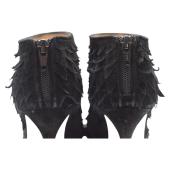 Christian Louboutin Black Suede Diplonana Open Toe Ankle Booties Size 37.5