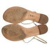 Casadei 8035 T-Strap Slingback Sandal Gold crocodile embossed leather size 8,5