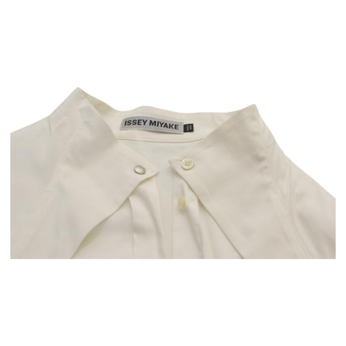Issey Miyake White Cotton Pleats Button Down Shirt Long Top Size 3