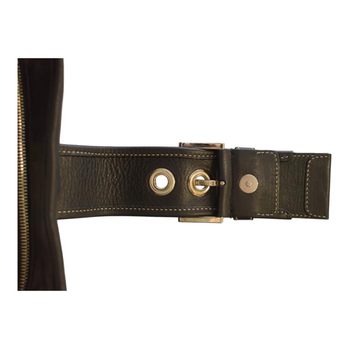 Prada Black Nappa Leather Double Front Flap Buckle Pockets Shoulder Bag