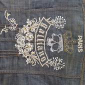 Galliano Magic John Blue Denim Fitted Collared Button Jacket size 32/ 46