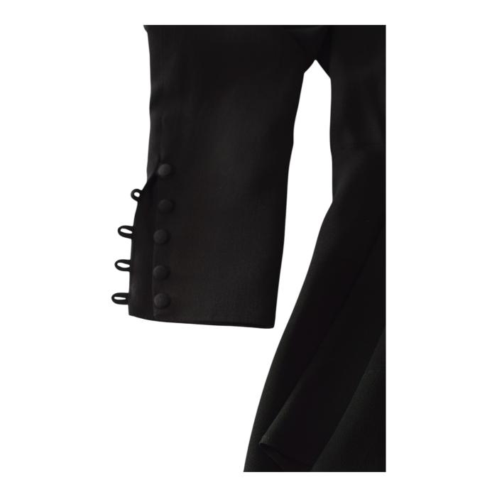 Saint Laurent Black Crepe Asymmetrical Mini Dress M Draped Tie-Neck Dress $3,195