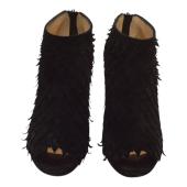 Christian Louboutin Black Suede Diplonana Open Toe Ankle Booties Size 37.5