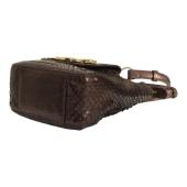 Iceberg Shiny Brown Snakeskin Leather Top Handles Small Handbag Shoulder bag
