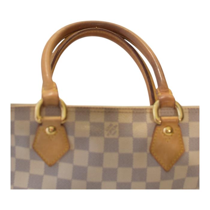LOUIS VUITTON Damier Azur Canvas Saleya PM Tote Vintage Bag Vachetta leather