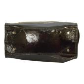 Roberta Gandolfi Black Patent Leather Beaded Top Handles Handbag Zipper Bag