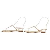 Casadei 8035 T-Strap Slingback Sandal Gold crocodile embossed leather size 8,5
