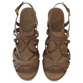 Miu Miu Brown Leather Jute Wedge Heel Sandal Platform Shoes Espadrilles SZ 39