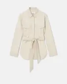 Nanushka creme Okobor™ Alt-Leather Shirt  slightly loose fit tie-front waist S B