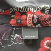 PINKO button down long sleeve black with floral print shirt top blouse size 42