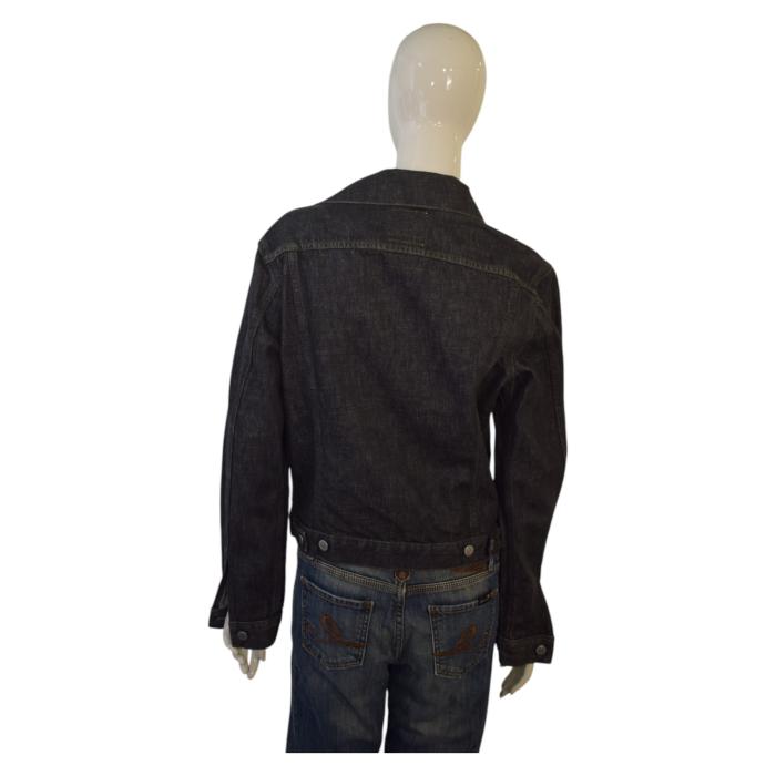 Helmut Lang Black Denim Classic Collared Button Jacket size 44, M