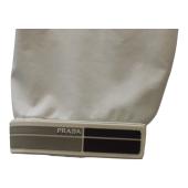 PRADA light gray printed trench jacket raincoat windbreaker with hood size 44