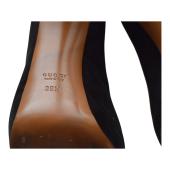Gucci Black Suede Leather Mary Janes Peep toe Heel Platform Pumps sz 39,5 US 9,5