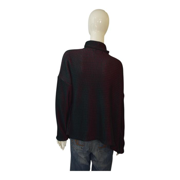 Issey Miyake Green Red Black Knit Single Button Cardigan Jacket size 2