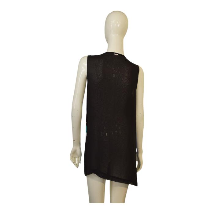 Nenette Sequined Black Blue Turquoise Viscose Sleeveless Tank Mini Dress size 42