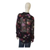 PINKO button down long sleeve black with floral print shirt top blouse size 42
