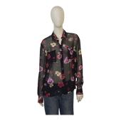 PINKO button down long sleeve black with floral print shirt top blouse size 42