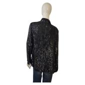 Parosh P.A.R.O.S.H. Black Fully Sequined Open Front Jacket Blazer size M, New