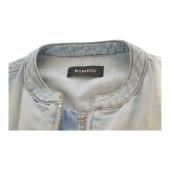 Pinko Blue Denim Short Sleeves Zipper Cropped Jumpsuit Playsuit size 38