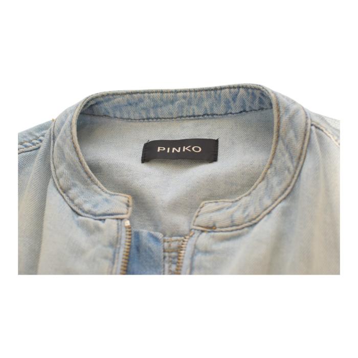 Pinko Blue Denim Short Sleeves Zipper Cropped Jumpsuit Playsuit size 38