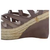 Miu Miu Brown Leather Jute Wedge Heel Sandal Platform Shoes Espadrilles SZ 39